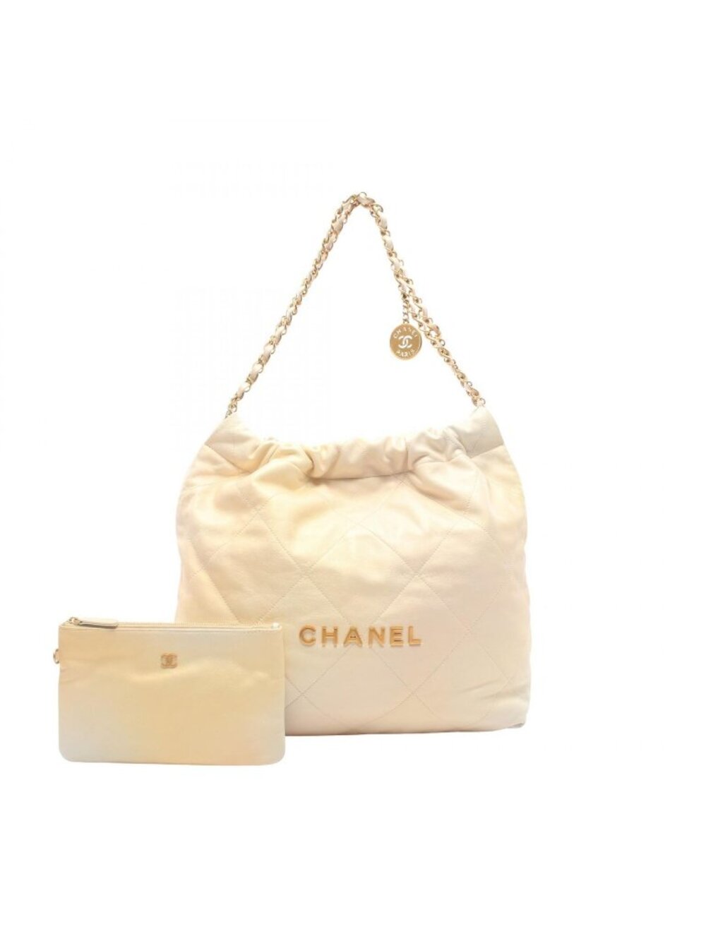 Chanel Shoulder Bag Quilted Chanel 22 Large Ivory Lambskin Chanel 22 Chain